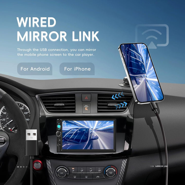 【2025 Upgrade】 Camecho Doppel DIN Autoradio Bluetooth 7 Zoll BildschirmTouchscreen MP5 Player USB/SD