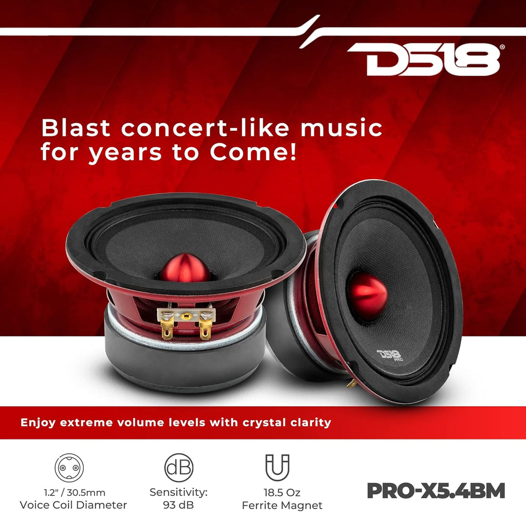 DS18 PRO-X5.4BM PRO Series Midrange Kugel Lautsprecher - Set von 1-5,25" 5.25 Inches 13 cm 13 Zentim