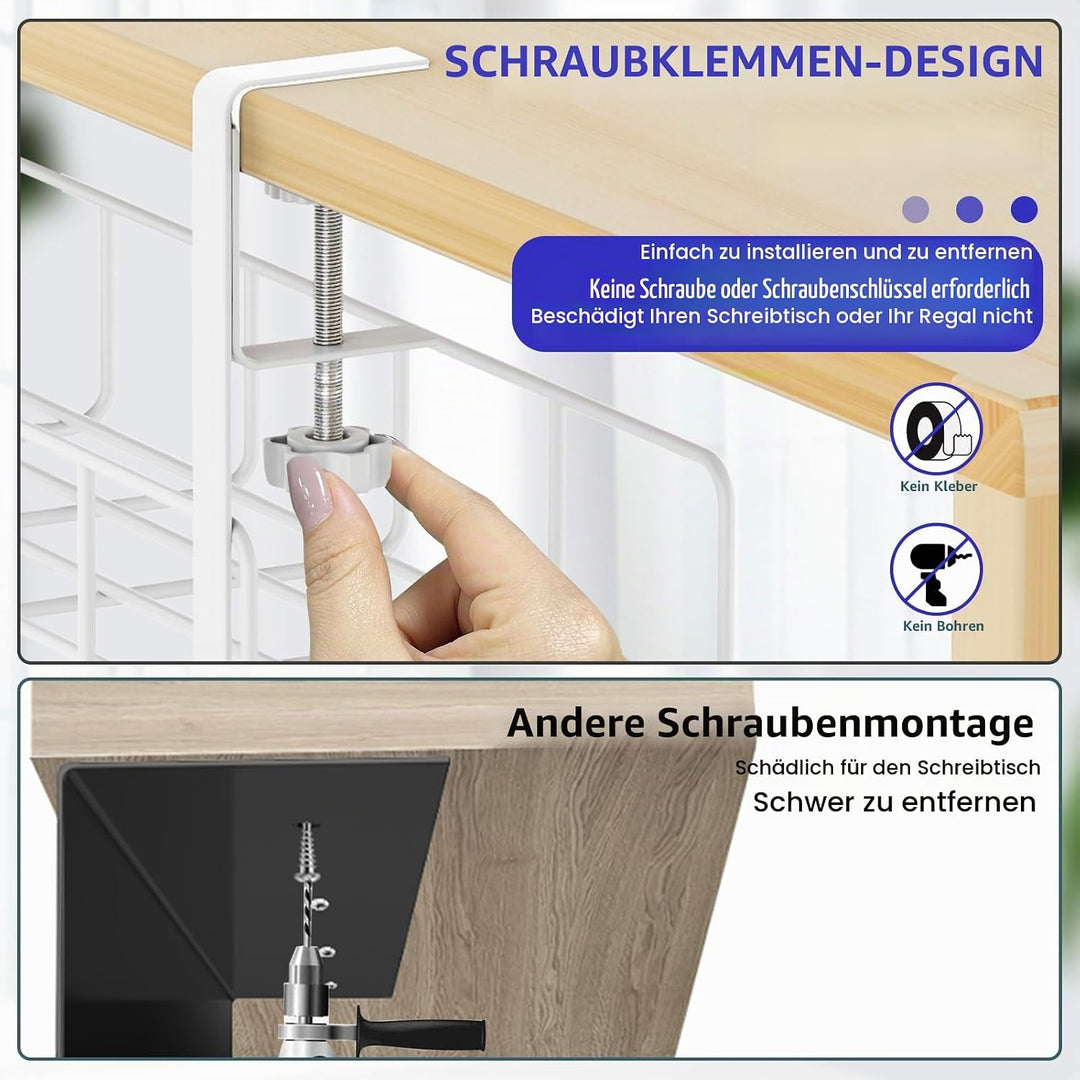 REFLYING Kabelmanagement unter dem Schreibtisch Untertisch Kabelmanagement, Kabelkorb zum Verwalten