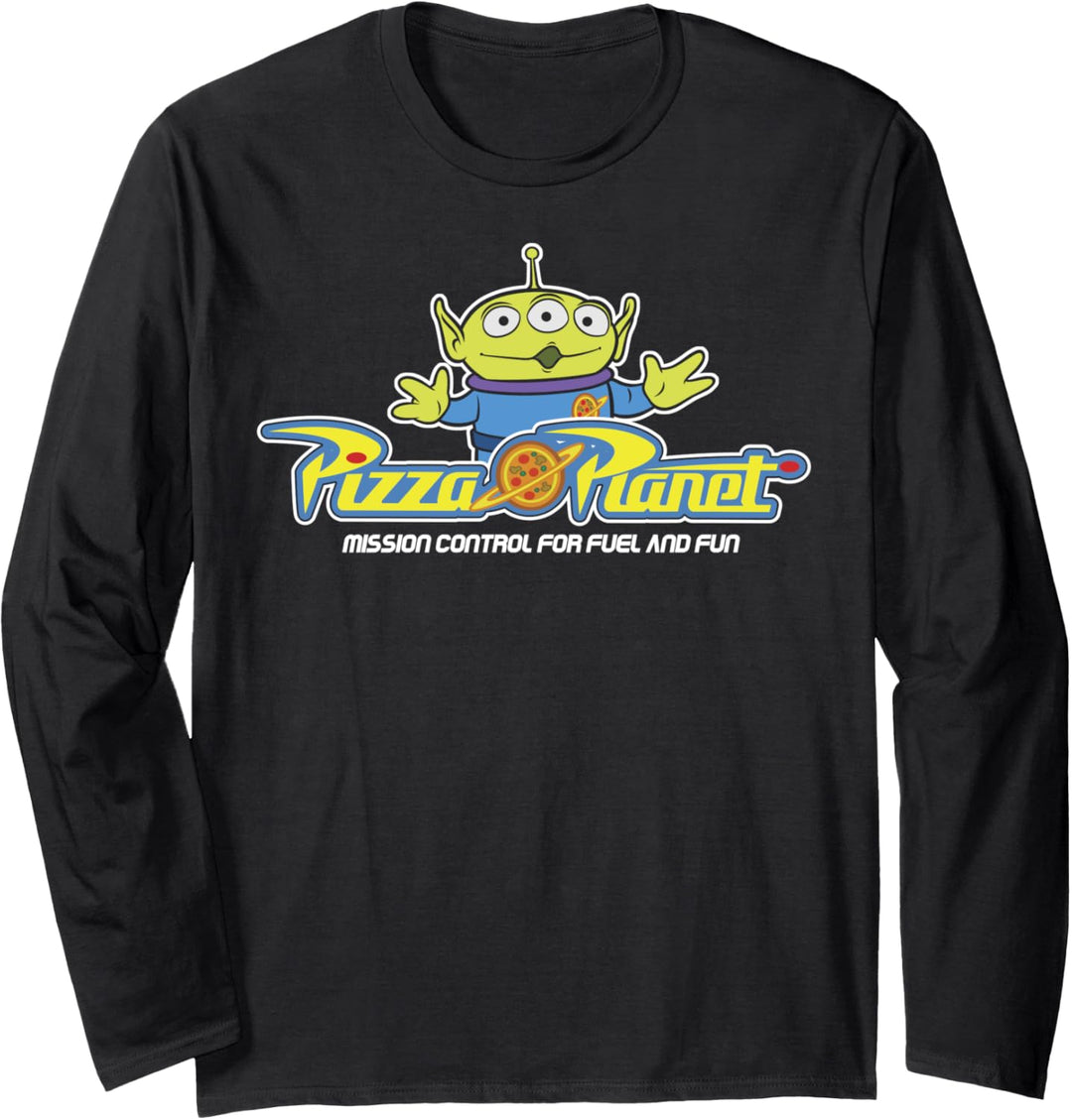 Disney Pixar Toy Story Alien Pizza Planet Logo Langarmshirt