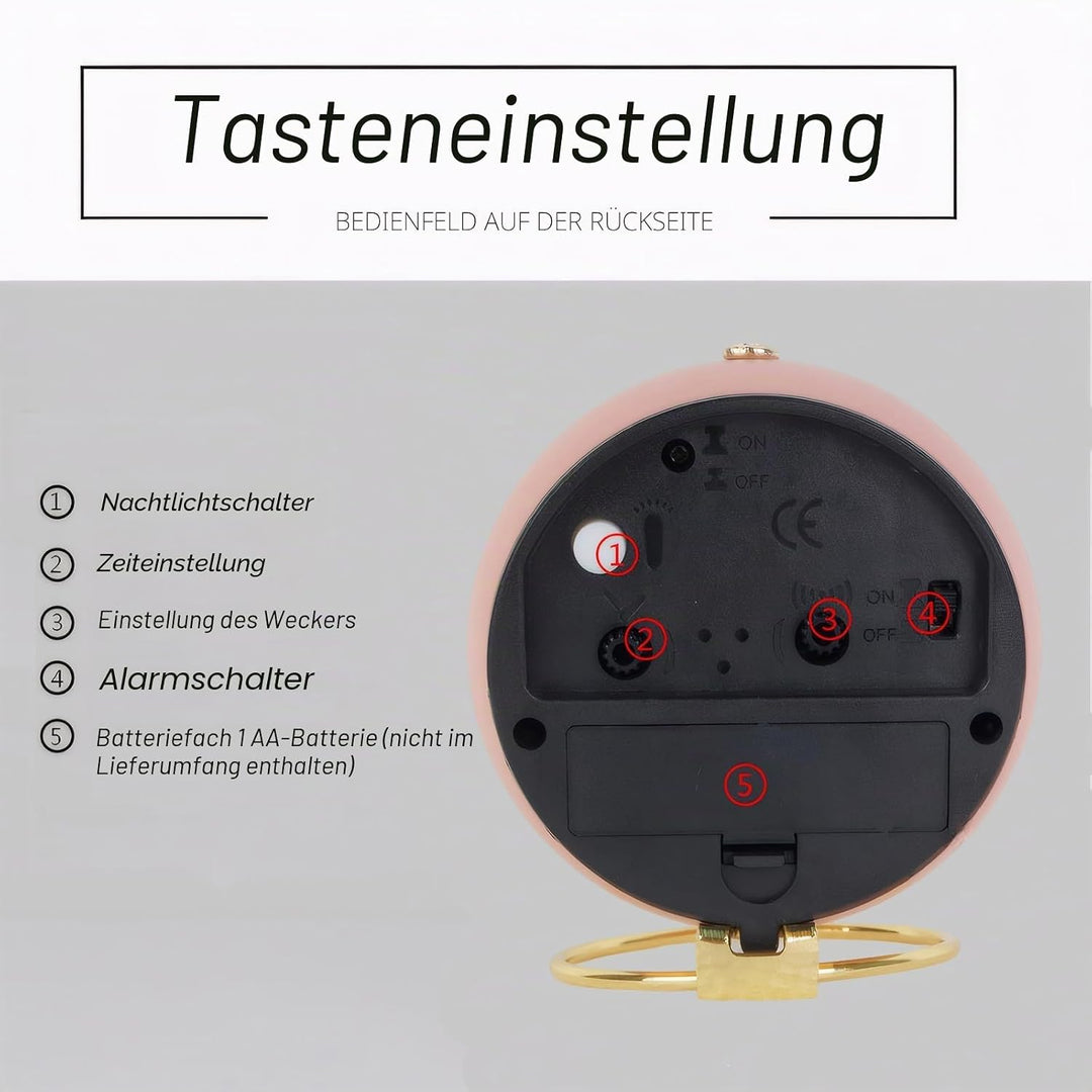 Lancoon Retro Quarzuhr Analogwecker Metall Batteriebetrieben Mit Nachtlicht Einfaches Niedliches Des