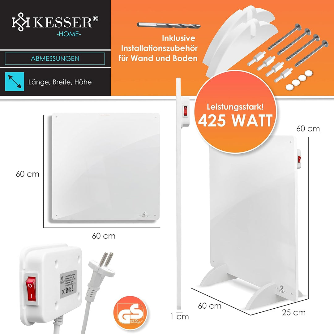 KESSER® Infrarotheizung 425 Watt Wandheizung ✓ Infrarot ✓ Heizung ✓ Heizkörper | Heizpaneel| Inkl.St