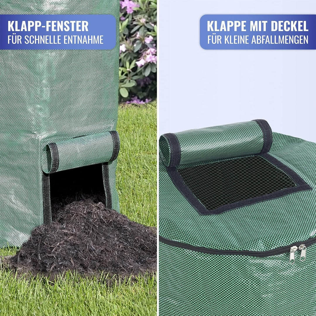 Maximex Komposter, 2er-Set, Sammelstelle für Bioabfälle, zum Herstellen von Humus, mit Klappfenster
