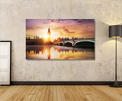 islandburner Bild Bilder auf Leinwand London V5 Big Ben Tower Bridge 1p XXL Poster Leinwandbild Wand