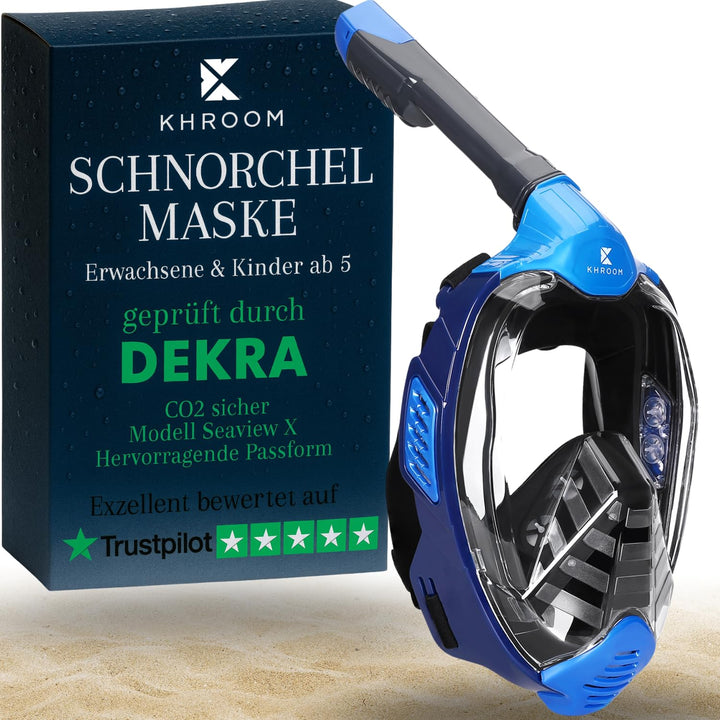 Khroom® von DEKRA® geprüfte CO2 sichere Schnorchelmaske Vollmaske | bekannt aus YouTube | Seaview X