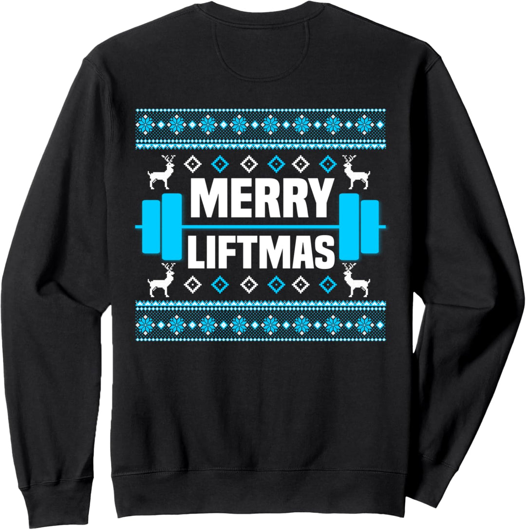 Backprint Merry Liftmas Weihnachten Workout Fitness Sweatshirt
