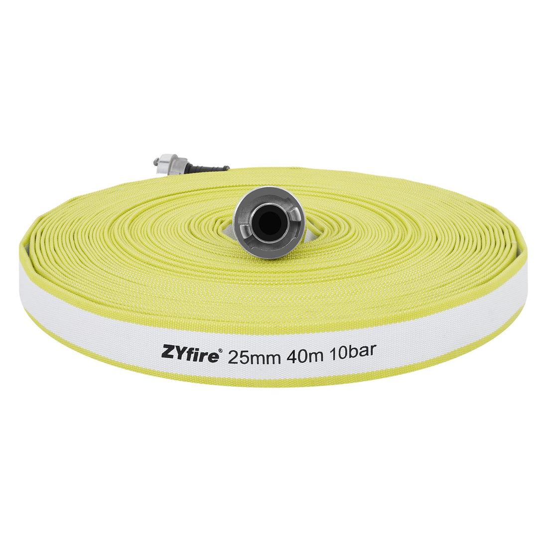ZYfire Feuerwehrschlauch 25mm x 40m | 1 Zoll Feuerschlauch mit D-Storz Kupplung | flexibler Wassersc