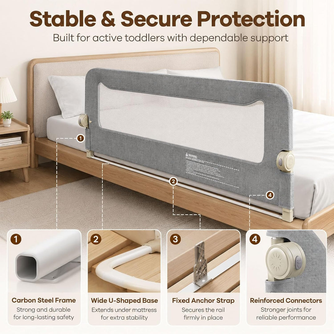 150cm Bettgitter als Rausfallschutz Bett, Klappbares Bettschutzgitter für Boxspringbett & Elternbett