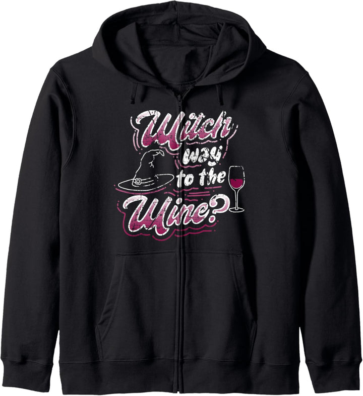 Witch Way To The Wine? Halloween Witches Wine Drinking Kapuzenjacke