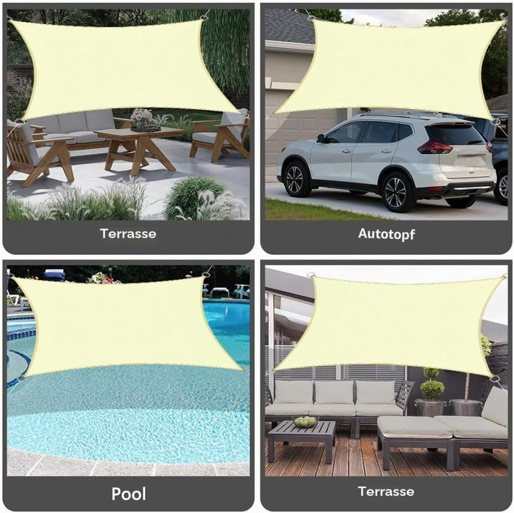 OFFCUP Sonnensegel, Sonnenschutz Baldachin, 3x4m rechteckige Markise Weiss 3 m x 4 m, Weiss 3 m x 4