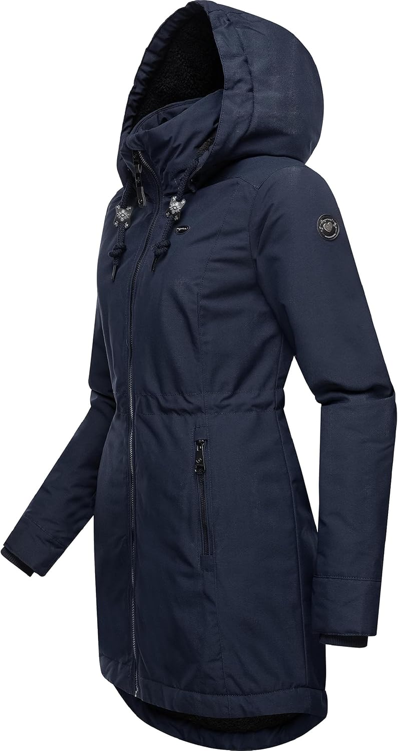 Ragwear Damen Wintermantel Warmer Parka lang wasserdicht mit Abnehmbarer Kapuze Dakkota XS-6XL S Nav