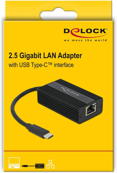 DeLock USB C Adapter/Thunderbolt 3 auf Gigabit Ethernet LAN 2, 5 Gbit NBase-T 2.500 Mbps RJ45 Buchse