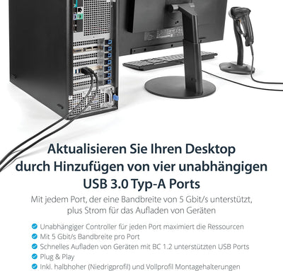 StarTech.com 4 Port USB 3.0 PCIe Karte mit 4 dedizierten 5 Gbit/s Kanälen (USB 3.1 Gen 1) - UASP - S