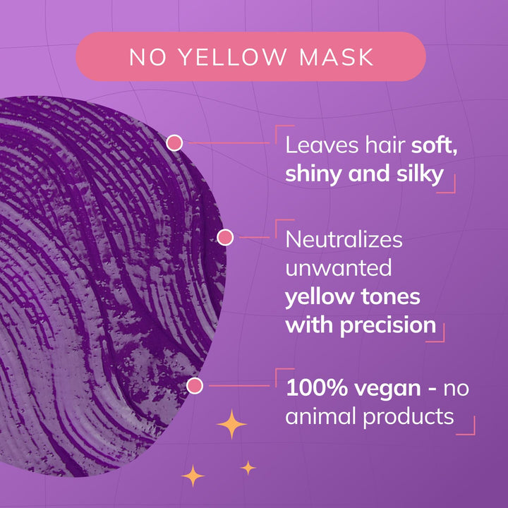 Fanola No yellow Silber-Glanz-Shampoo Anti-Gelbstich, 350 ml & No Yellow Mask neutralisiert Gelbtöne