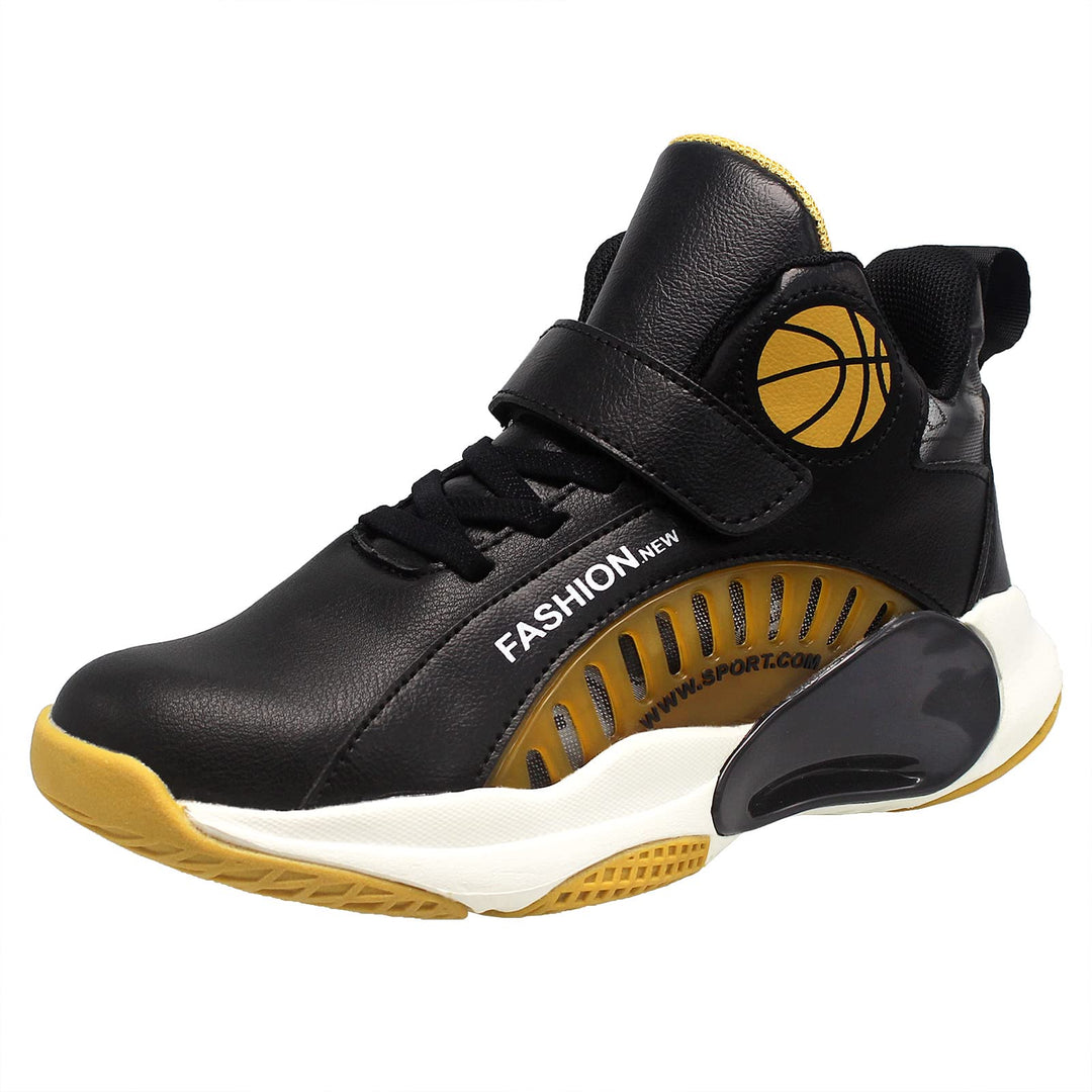 HSNA Basketball-Schuhe für Kinder Sportschuhe mit Klettverschluss Jungen Grösse 30-40 31 EU Schwarz