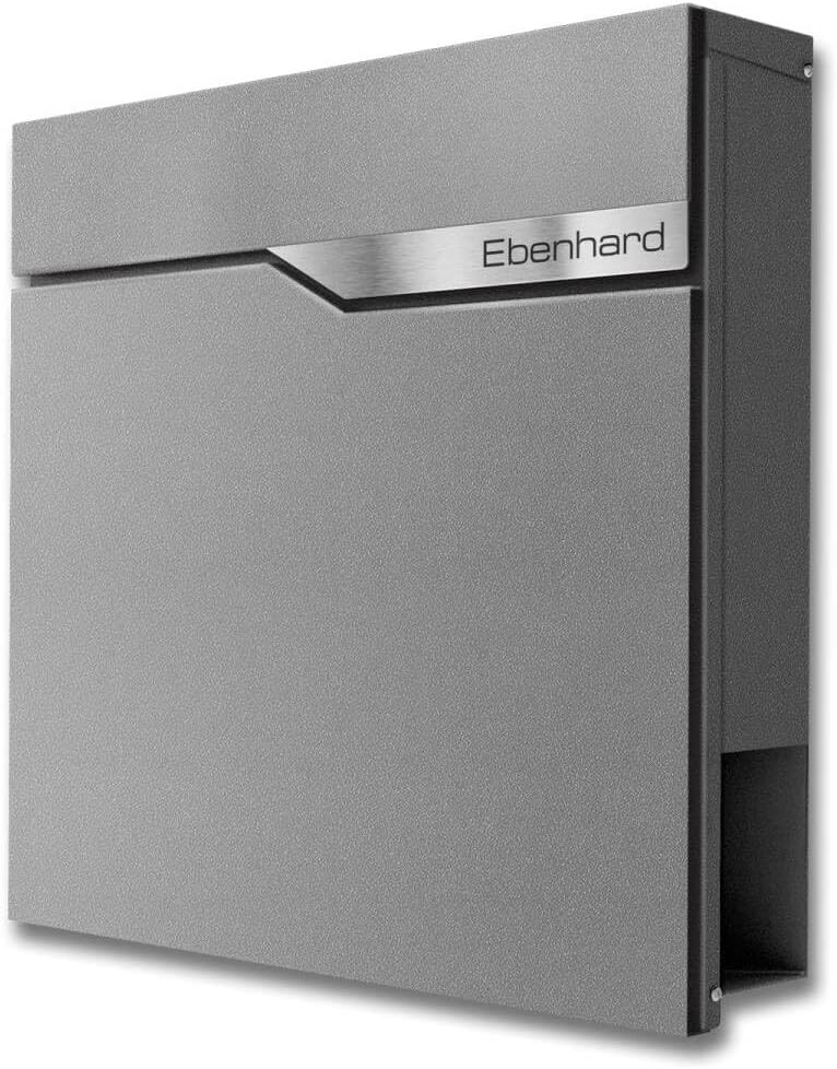 Metzler® Standbriefkasten mit Zeitungsfach und Edelstahl-Namensschild Graualuminium RAL 9007 pflegel