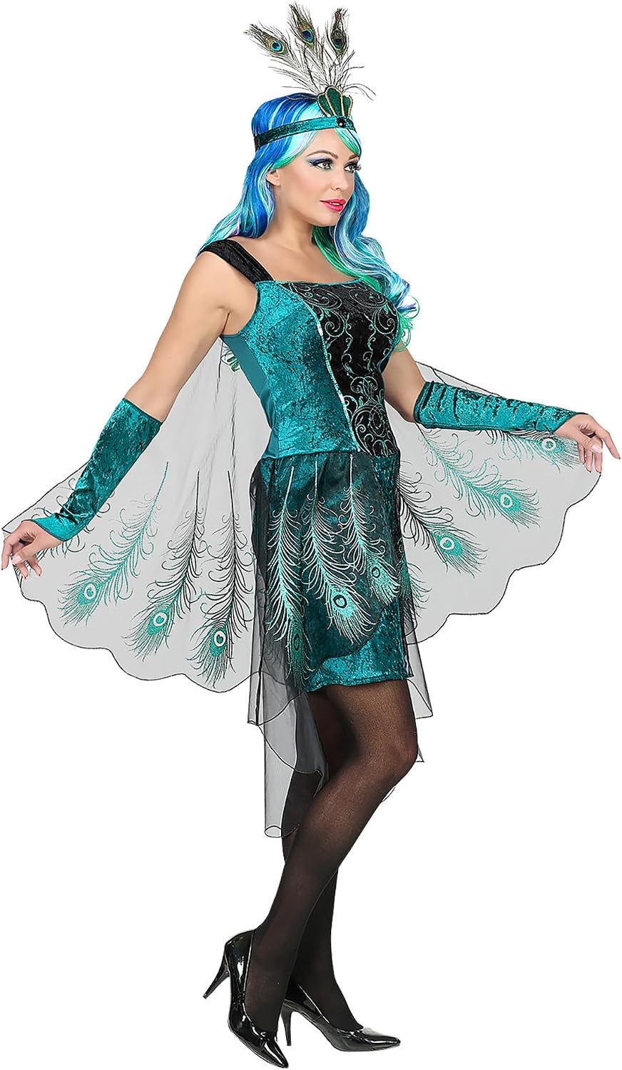 W WIDMANN MILANO Party Fashion - Kostüm Pfau, Kleid, Tierkostüm, Faschingskostüme, Karneval, XS