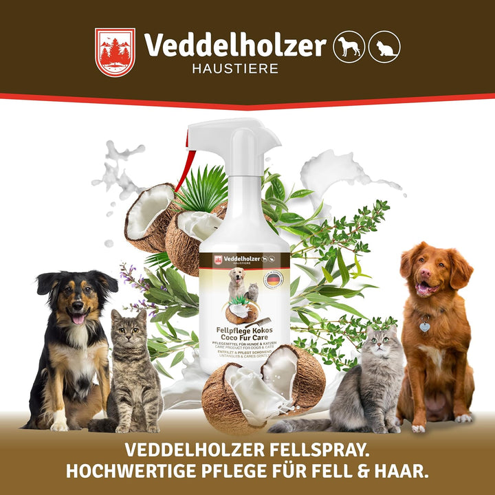 Veddelholzer 250 ml Kokos Fellpflege Hund &amp; Katze. Entfilzungsspray, Welpen, Fell. Zubehör, Hundepar