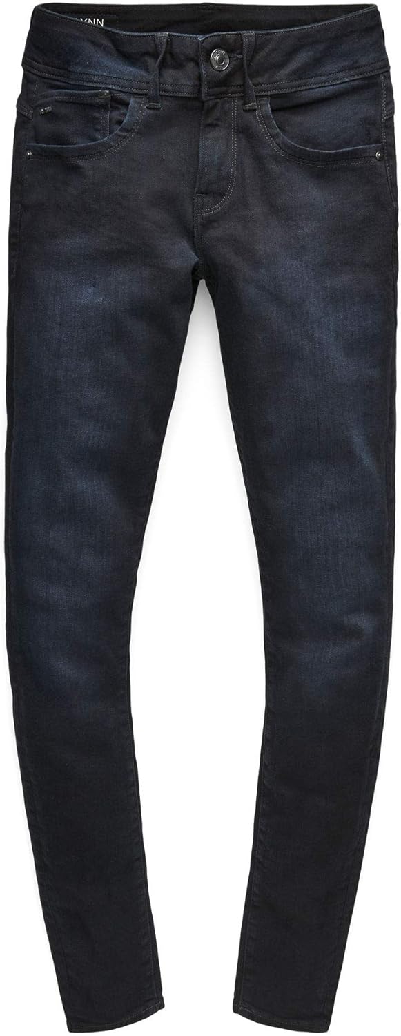 G-STAR RAW Damen Lynn Mid Skinny Jeans 24W / 32L Blau (Dk Aged Rinsed D06746-8971-9753), 24W / 32L B