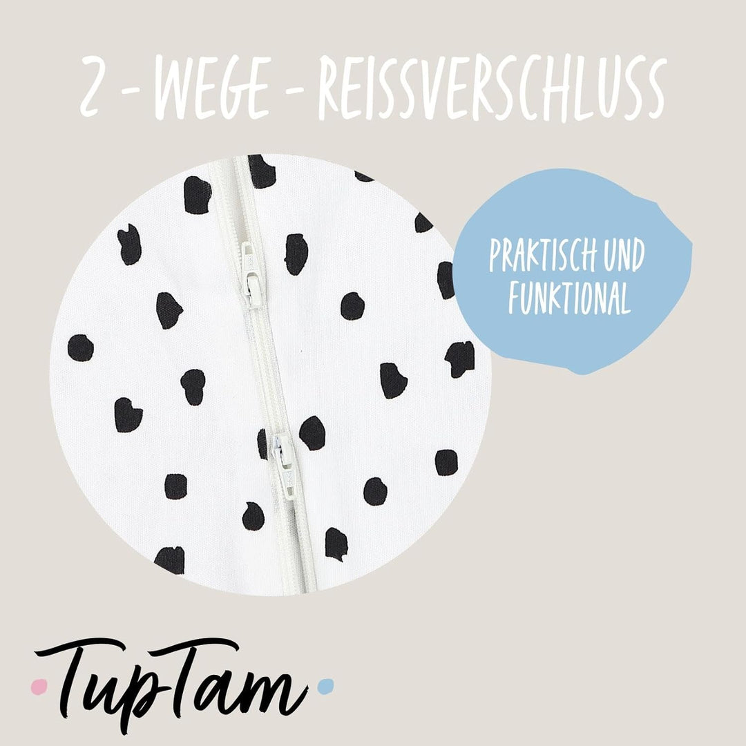 TupTam Unisex Schlafstrampler 3er Pack Baumwolle mit Reissverschluss 56 Salbeigrün Beige Punkte, 56