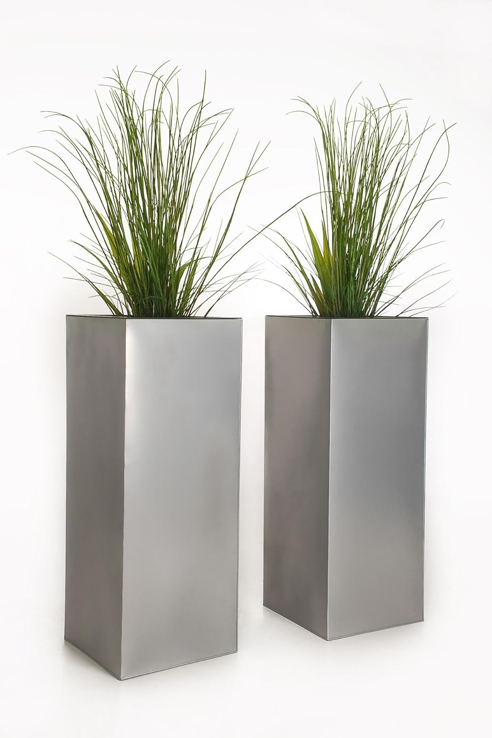 VIVANNO 2er Set Zink Blumenkübel Pflanzkübel Pflanzgefässe Übertöpfe Blumentöpfel Block Design 100cm