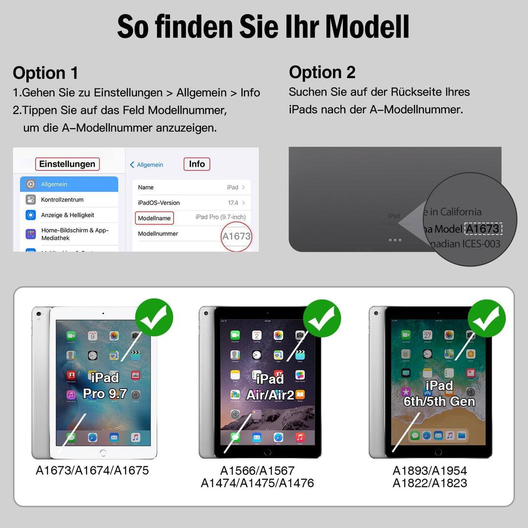 Antbox iPad 9.7 Zoll 2018/2017 Hülle mit Apple Pencil Halter Auto Schlaf/Wach Funktion PU Ledertasch