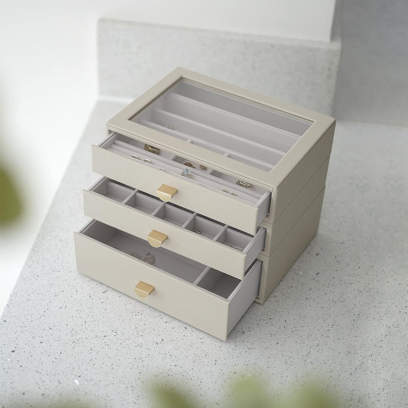 Stackers Oatmeal Classic Jewellery Box - Set of 3 (with drawers), Oatmeal