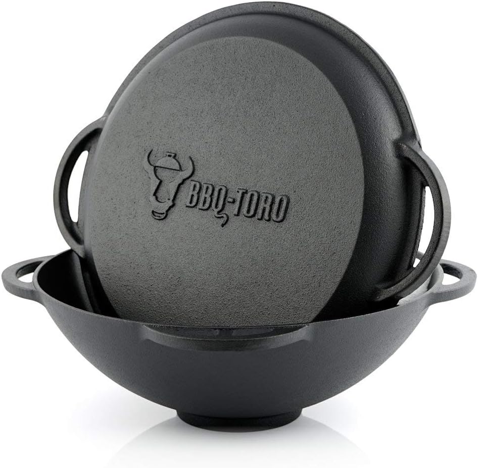 BBQ-Toro Gusseisen Kazan mit Kazan Ofen Ø 35 cm | 6,9 L Gusstopf mit Deckel, Gusseisentopf | Gulasch
