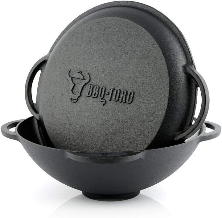 BBQ-Toro Gusseisen Kazan mit Kazan Ofen Ø 35 cm | 6,9 L Gusstopf mit Deckel, Gusseisentopf | Gulasch