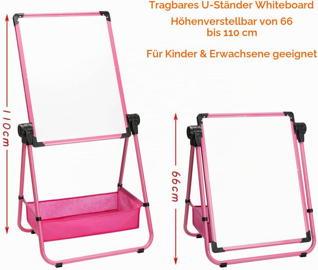 DOEWORKS Kinder Whiteboard Staffelei Doppelseitiges Staffelei Kinder Whiteboard & Kreidetafel Magnet