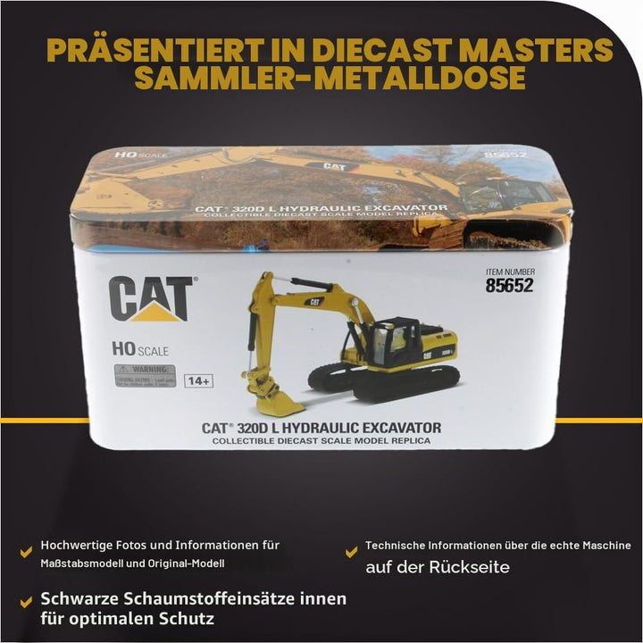 Diecast Masters 85652 - Caterpillar Bagger mit Zubehör 320D, Massstab 1:87, ca. 11,7 x 4,5 x 4,8 cm,