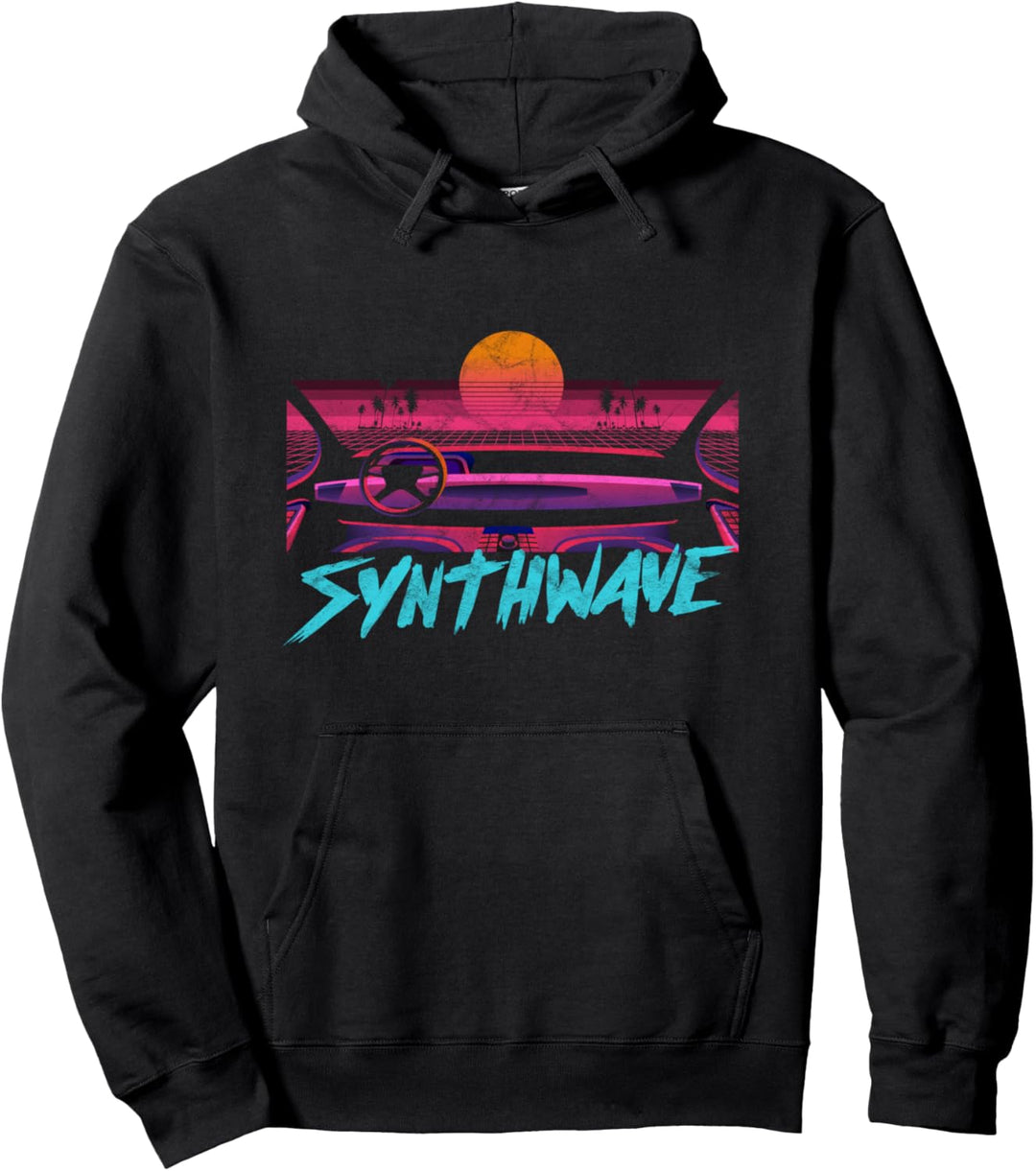 Synthwave Retrowave Aesthetic Vintage Drive Laser Run 80s Pullover Hoodie