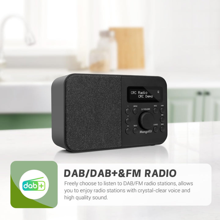 MangoKit PR2S Tragbares DAB+ Digitalradio,Küchen-FM-Radio,Bluetooth-Lautsprecher,Persönliches DAB-Ra