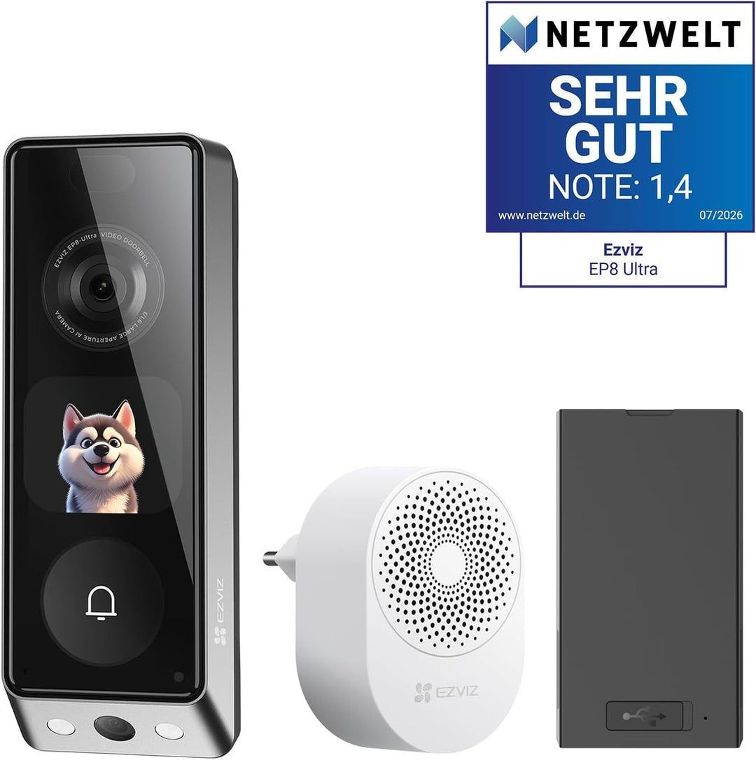 EZVIZ Video Türklingel mit Dual-kamera 6MP&amp;2MP und Chime, WLAN Klingel Kabellos, 2*9600mAh Akku, Int