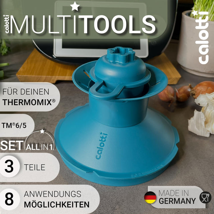 Multitools für Thermomix TM6 und TM5 - Trichter, Mixraumverkleinerer, Dampfkamin, Spritzschutz, Teig