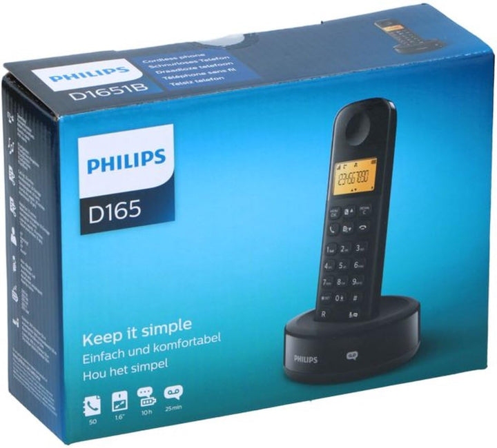 Philips Schnurloses Telefon - D1651B/01 - DECT Telefon - Haustelefon - Festnetzanschluss - Anrufbean