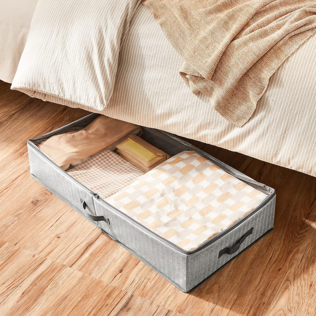 SONGMICS Unterbettkommode, 2er Set, Unterbett Aufbewahrungsbox mit Sichtfenster, Faltbarer Organizer