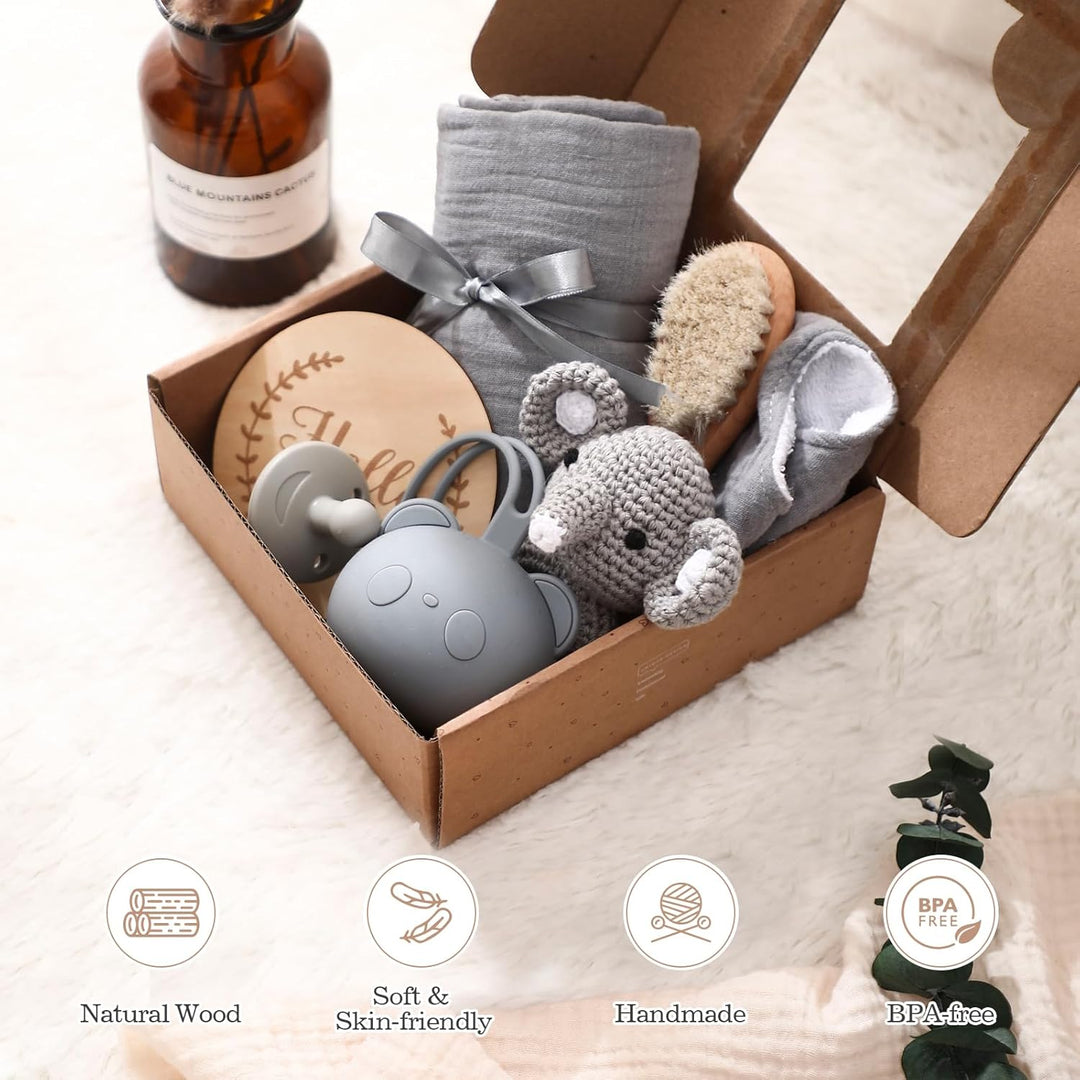 Youuys 6-Teilig Baby Geschenk zur Geburt für Neugeborene, Baby Geschenk Mädchen Junge, Badetücher, R