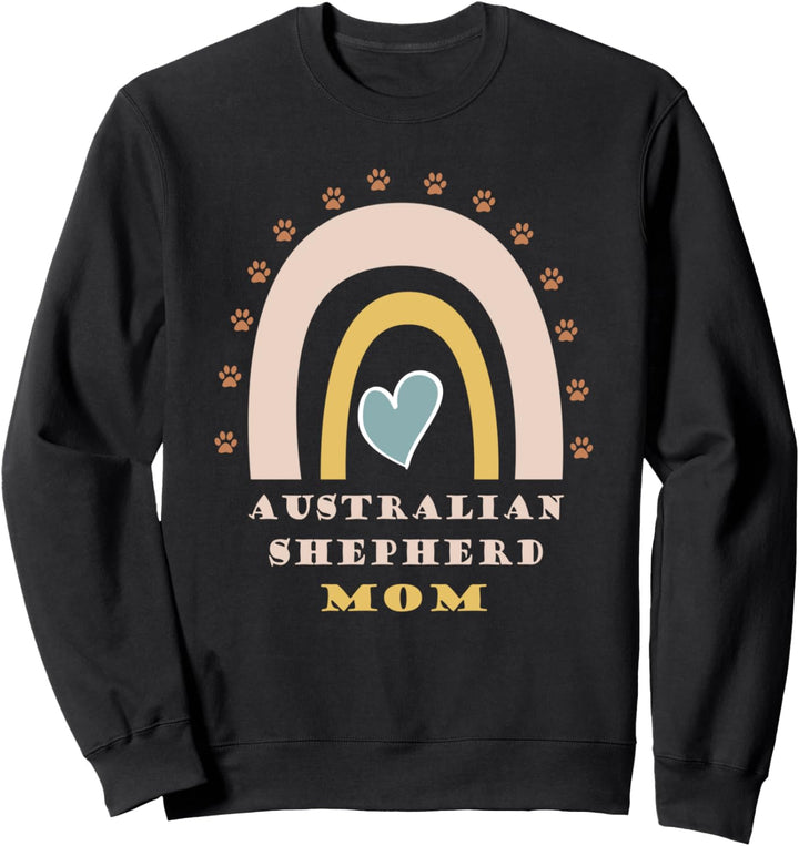 Australian Shepherd Regenbogen-Herz mit Hundepfote Sweatshirt