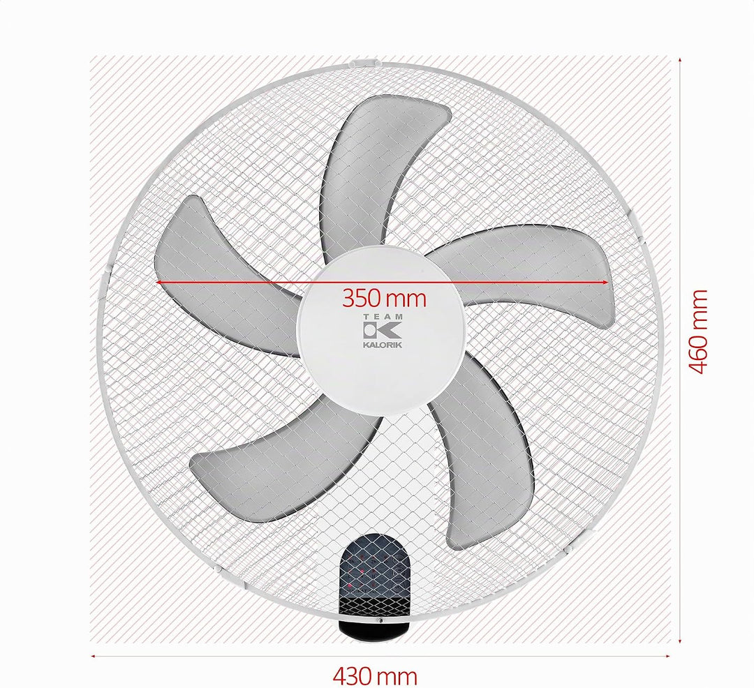 Kalorik VT1050 Leiser Wandventilator – 45W Platzsparender Wand-Deckenventilator mit 90° Oszillation,