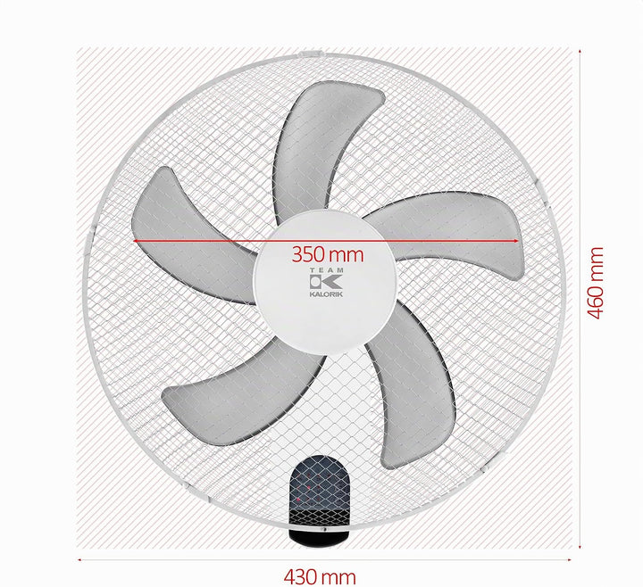 Kalorik VT1050 Leiser Wandventilator – 45W Platzsparender Wand-Deckenventilator mit 90° Oszillation,