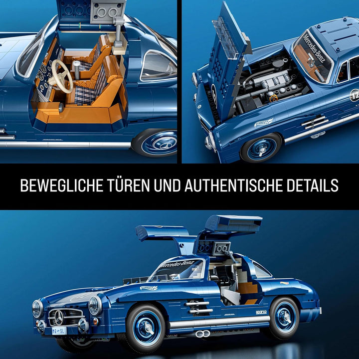 Mattel Brick Shop Hot Wheels Premium Serie Bauset, Mercedes-Benz 300 SL mit 1600 Teilen, realistisc