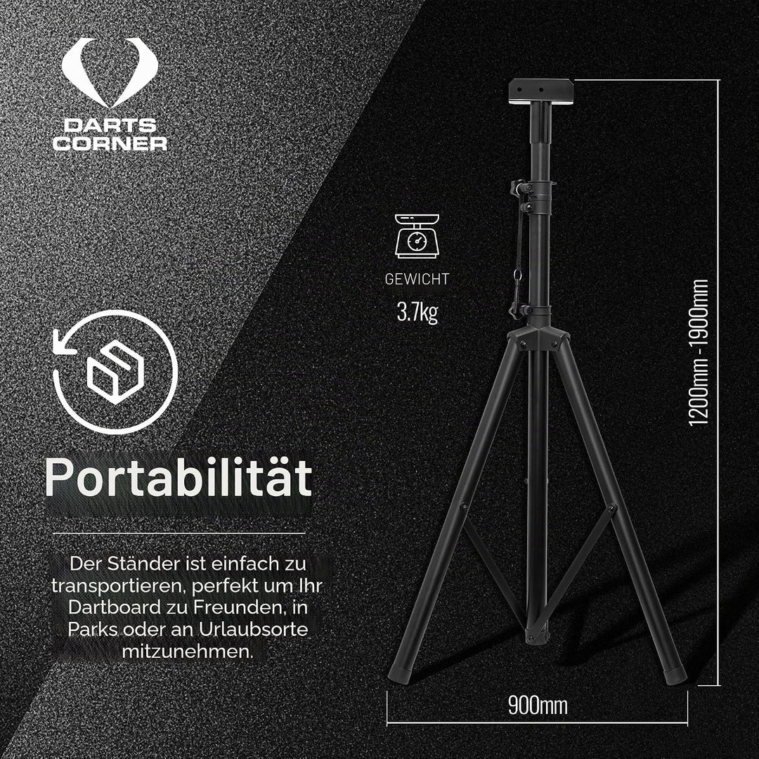 Darts Corner DM01 | Professionelles tragbares Dreibein-Stativ für Dartscheibe, Reiseständer für mobi