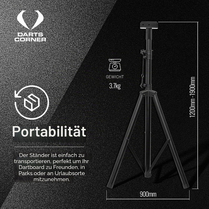 Darts Corner DM01 | Professionelles tragbares Dreibein-Stativ für Dartscheibe, Reiseständer für mobi