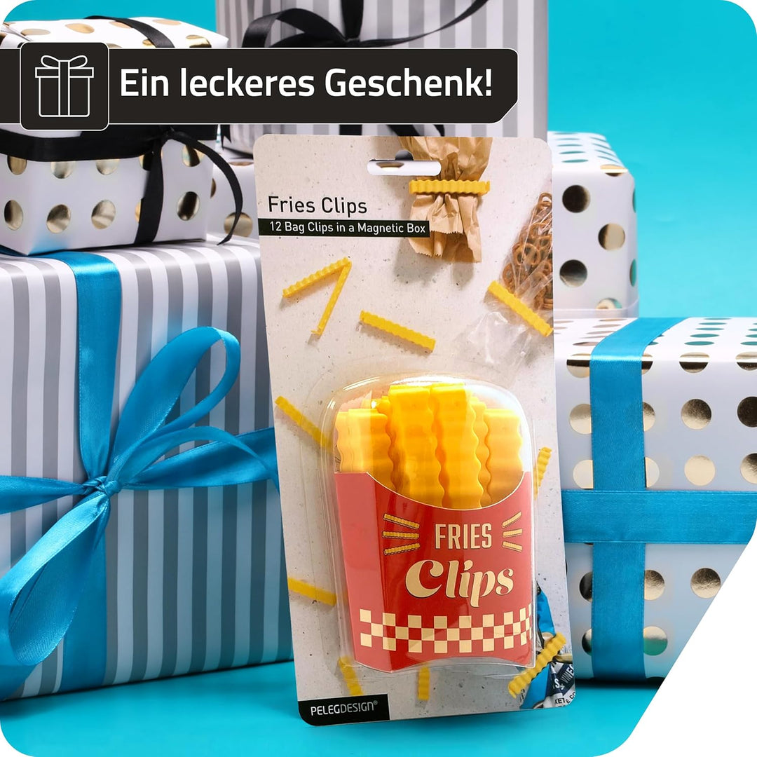 Peleg Design Fries Clips: 12 süsse Pommes-förmige Verschlussclips für Tüten &amp; Beutel, Lustige Tütenc