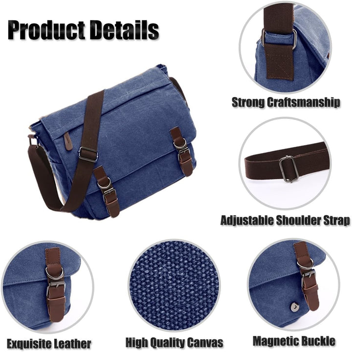 LOSMILE Umhängetasche Herren Schultertasche 16 Zoll Kuriertasche Canvas Laptop Tasche Messenger Bag