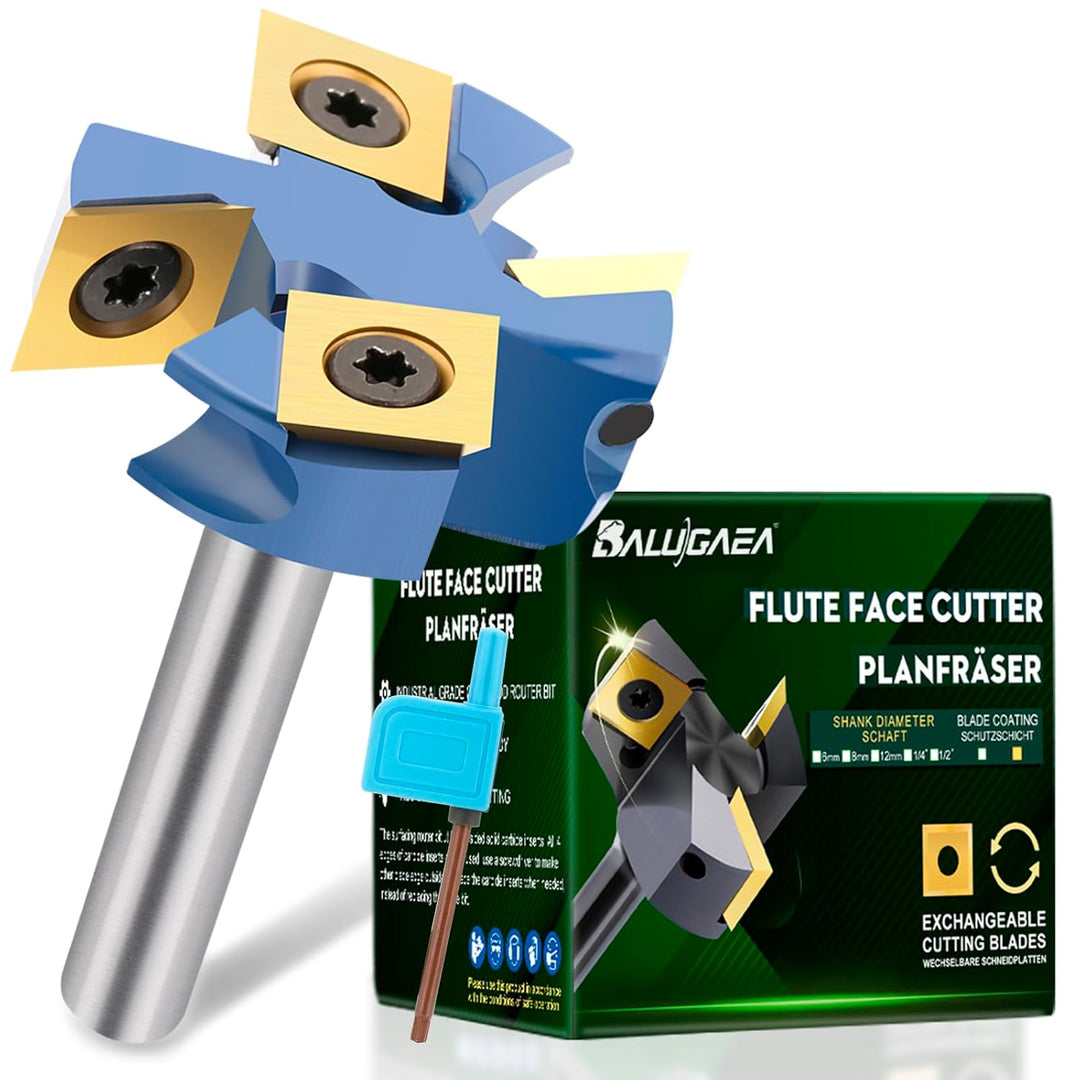 Planfräser 8mm Schaft 4 Zähne Ø 38.1mm Planfräser für oberfräse Hobmlfräser mit Wendeplatten Nutfräs