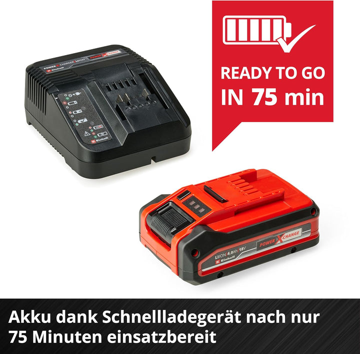 Original Einhell 4 Ah Plus Power X-Change Starter Kit (1x 18 V 4 Ah Plus Akku, 1x 3 A Ladegerät, 75