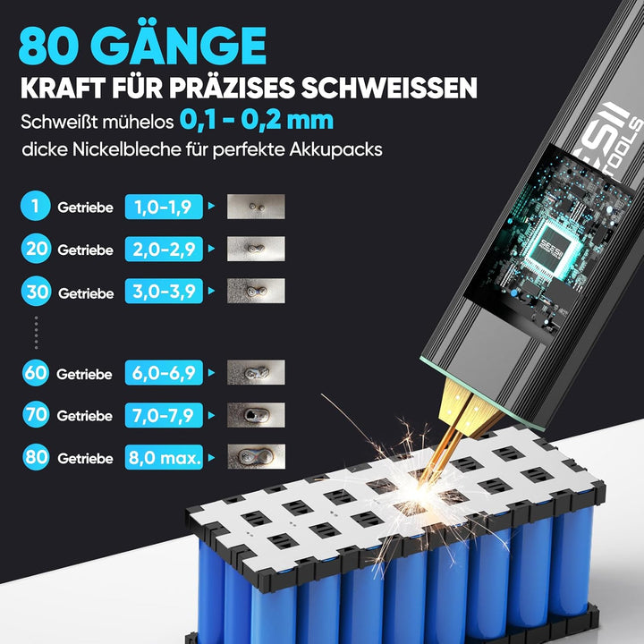 SEESII Punktschweissgerät für Akkus: Kabelloses Handwerkzeug, Klarer Bildschirm, Metallgehäuse, Trag