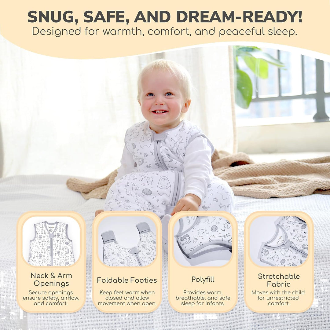 Mama Cheetah Kleinkind-Schlafsack mit Füssen, 4T-5T, 2,5 Tog, Bio-Baumwolle, Baby-Schlafsack mit Bei